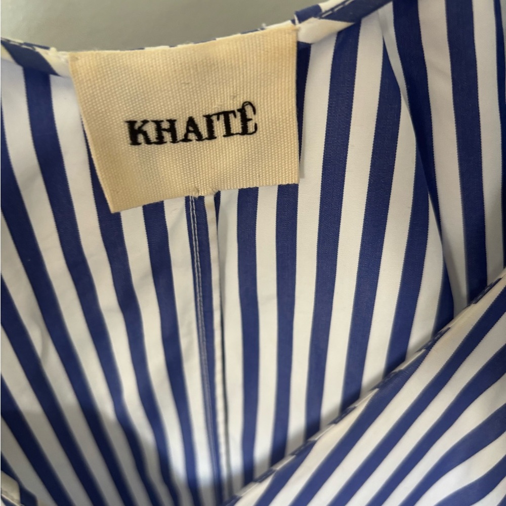 KHAITE Navy and White Striped Blouse